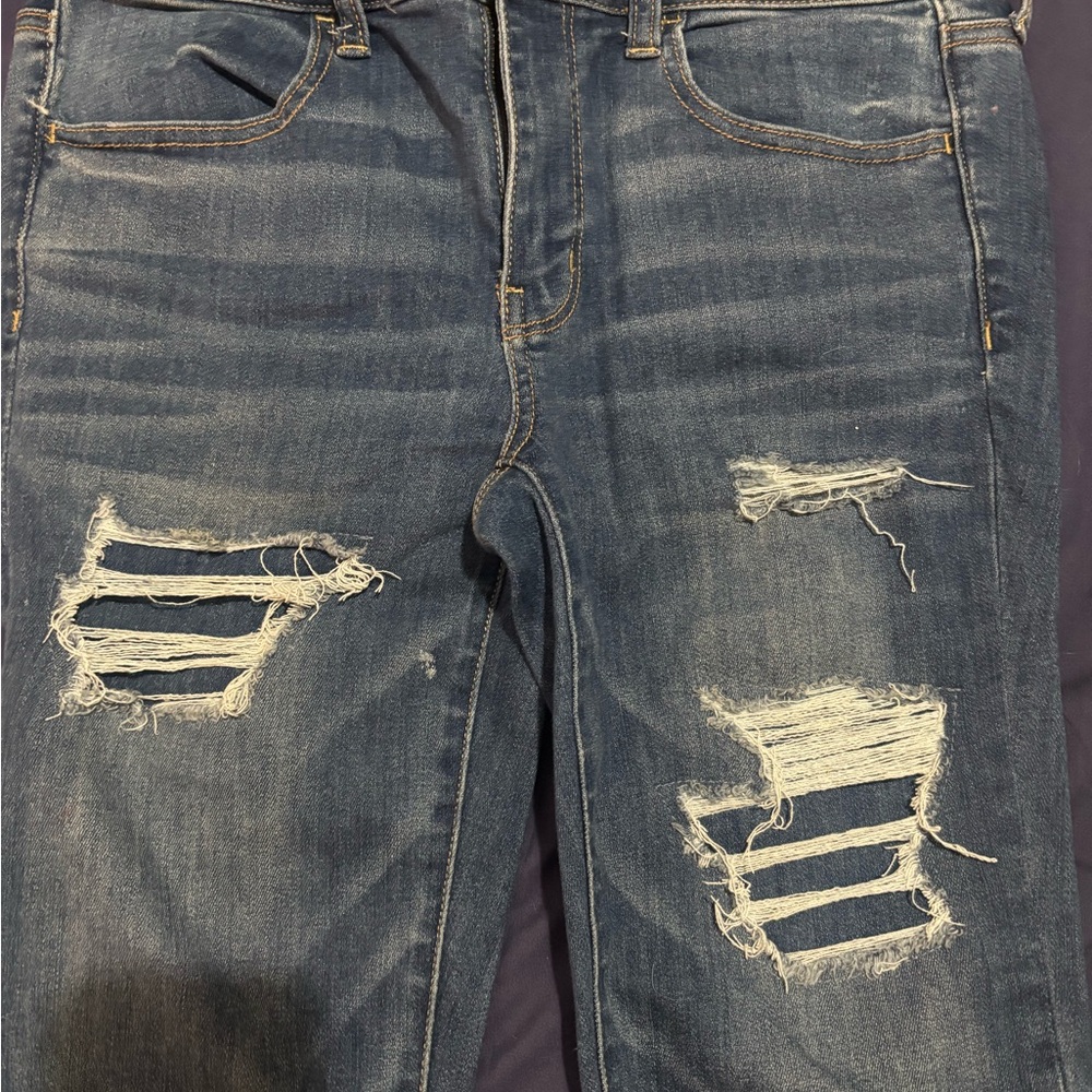 American Eagle Outfitters Women's Destroyed Blue Jeggings 12